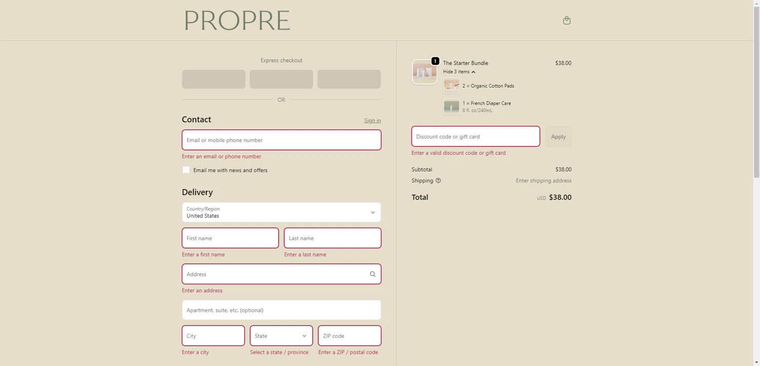 Propre Baby promo code screenshot showing code MOTHER15 applied at Propre Baby checkout page. Uploaded by SimplyCodes community member ExtraordinaryShopper780 on Oct 23, 2025