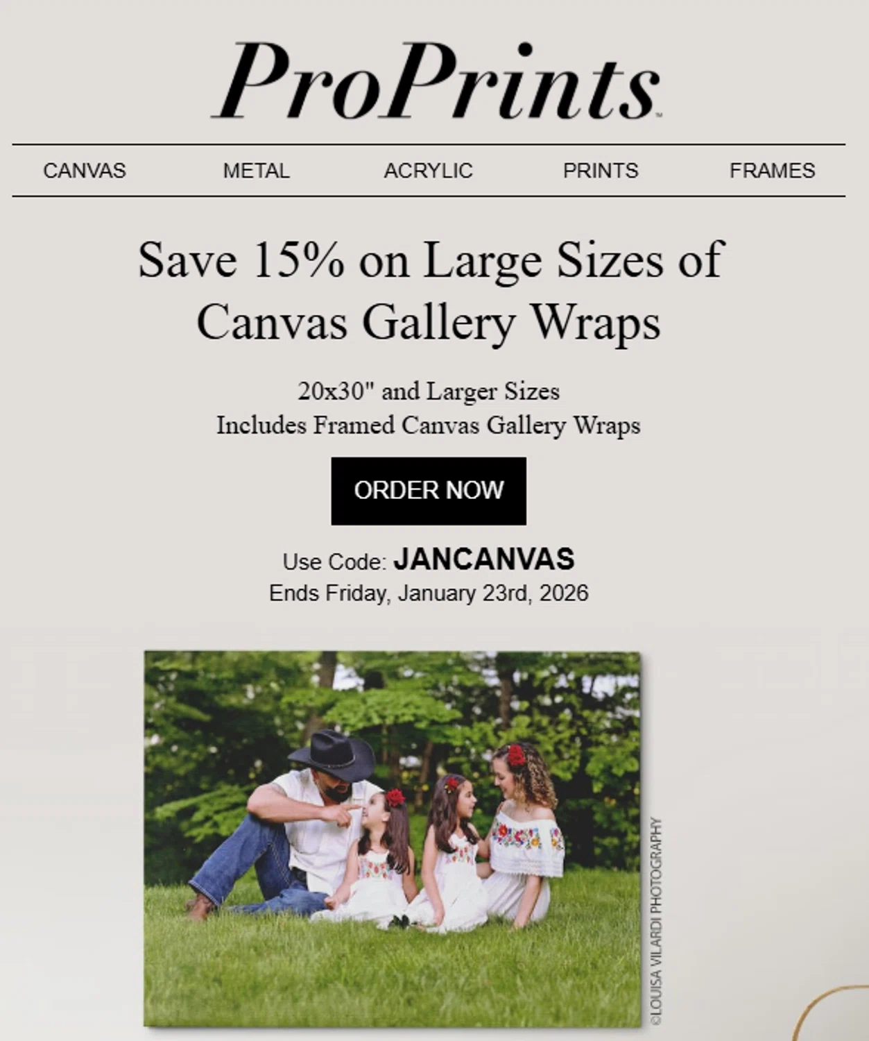 Pro Prints discount code screenshot showing code JANCANVAS applied at Pro Prints checkout page. Uploaded by SimplyCodes community member valeriaantonieta on Jan 19, 2026