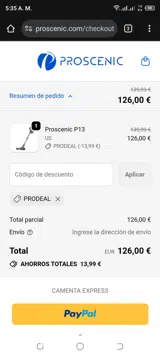 PRODEAL coupon verification screenshot