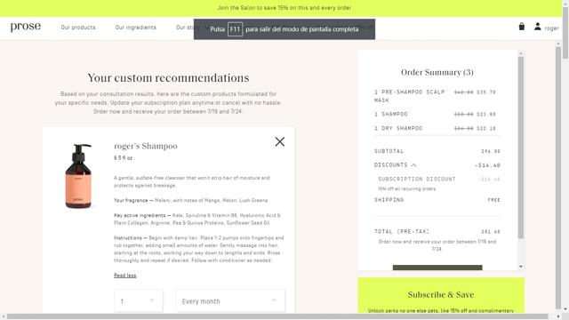 Prose Hair checkout page showing Prose Hair promo code box | Screenshot taken by SimplyCodes community member on Jul 14, 2022