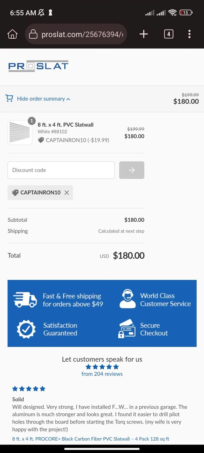 Proslat checkout page showing Proslat discount code box | Screenshot taken by SimplyCodes community member on Dec 6, 2023