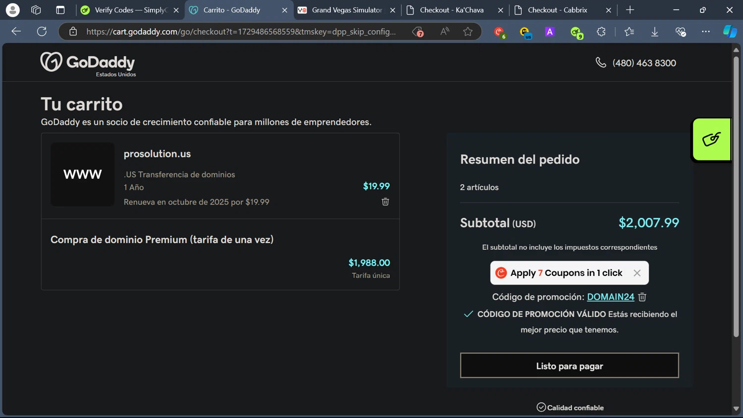 Prosolution Plus checkout page showing Prosolution Plus coupon code box | Screenshot taken by SimplyCodes community member on Oct 21, 2024