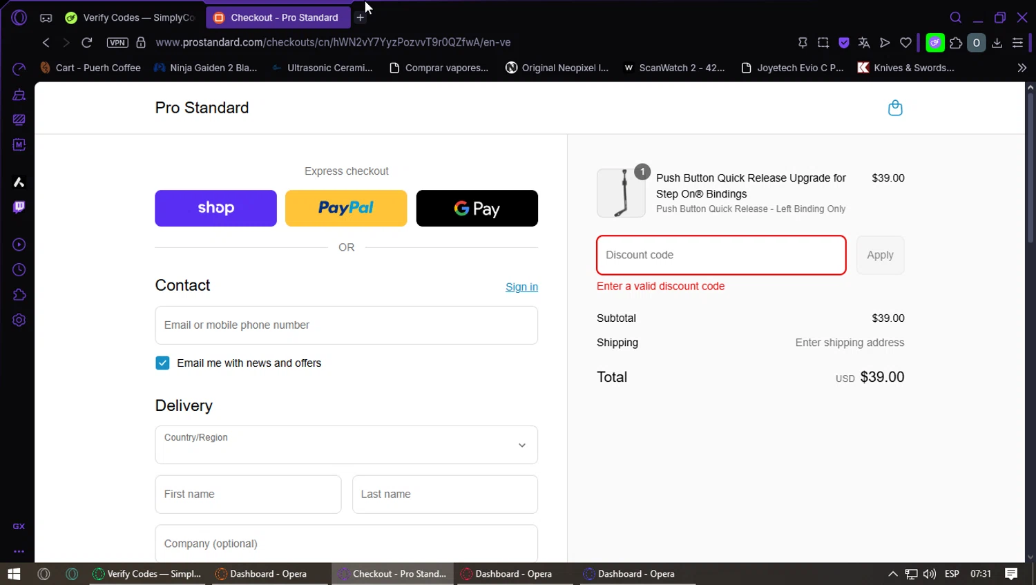 Pro Standard coupon code screenshot showing code DarkStarts applied at Pro Standard checkout page. Uploaded by SimplyCodes community member GoldMaestro7871 on Sep 13, 2025