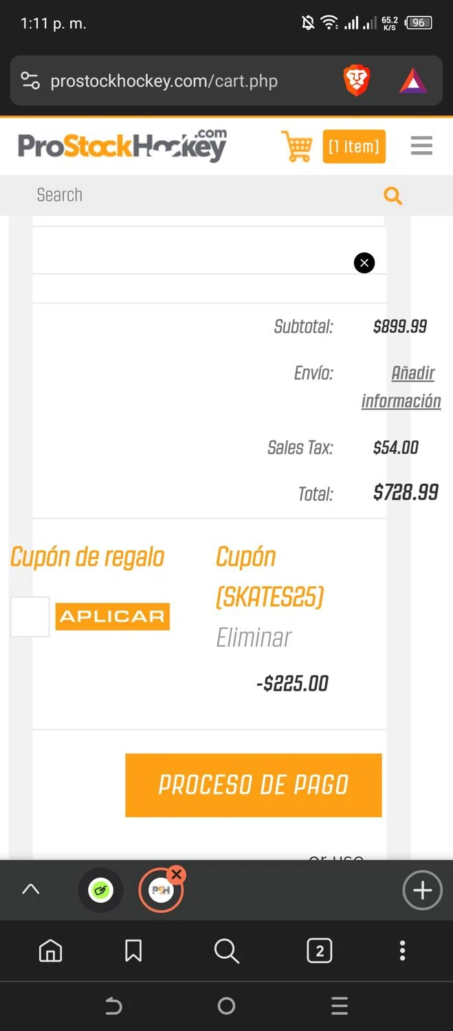 Pro Stock Hockey checkout page showing Pro Stock Hockey coupon code box | Screenshot taken by SimplyCodes community member on Mar 6, 2025