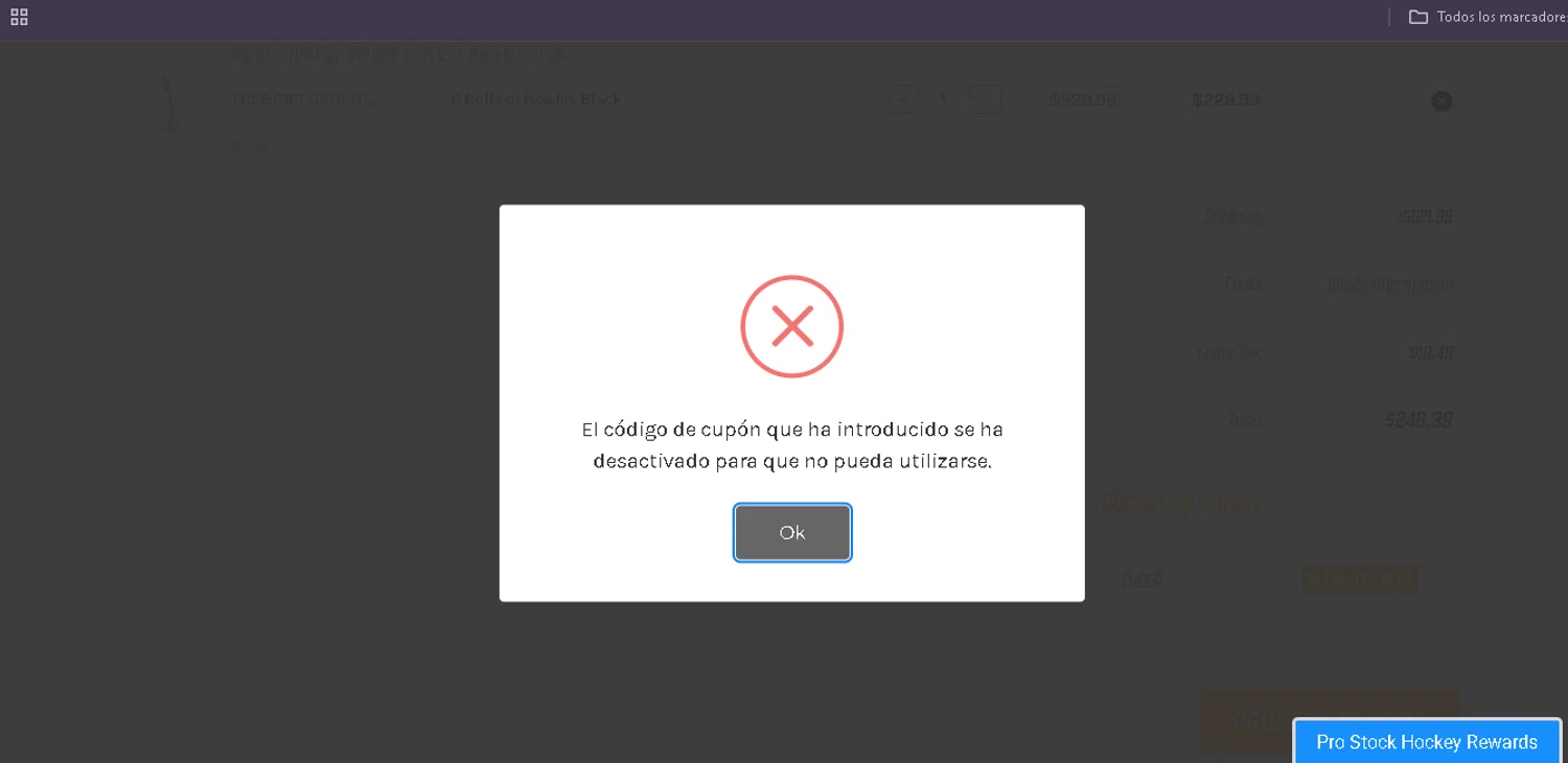 Pro Stock Hockey coupon code screenshot showing code CYBER applied at Pro Stock Hockey checkout page. Uploaded by SimplyCodes community member Egni_149037891 on Dec 15, 2025