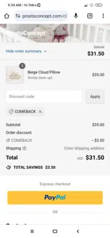 comeback coupon verification screenshot