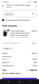 Emf15 coupon verification screenshot