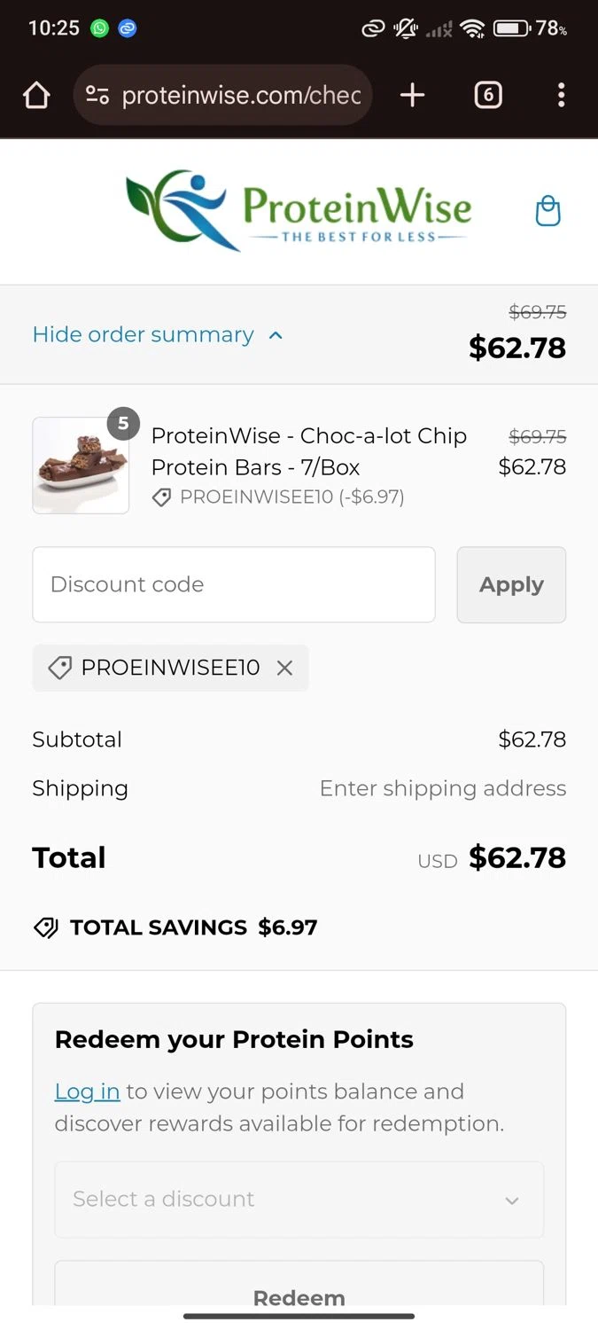 where to use Proteinwise promo code box