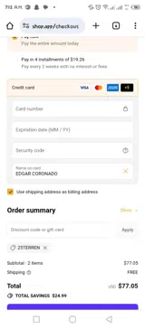 25TERREN coupon verification screenshot