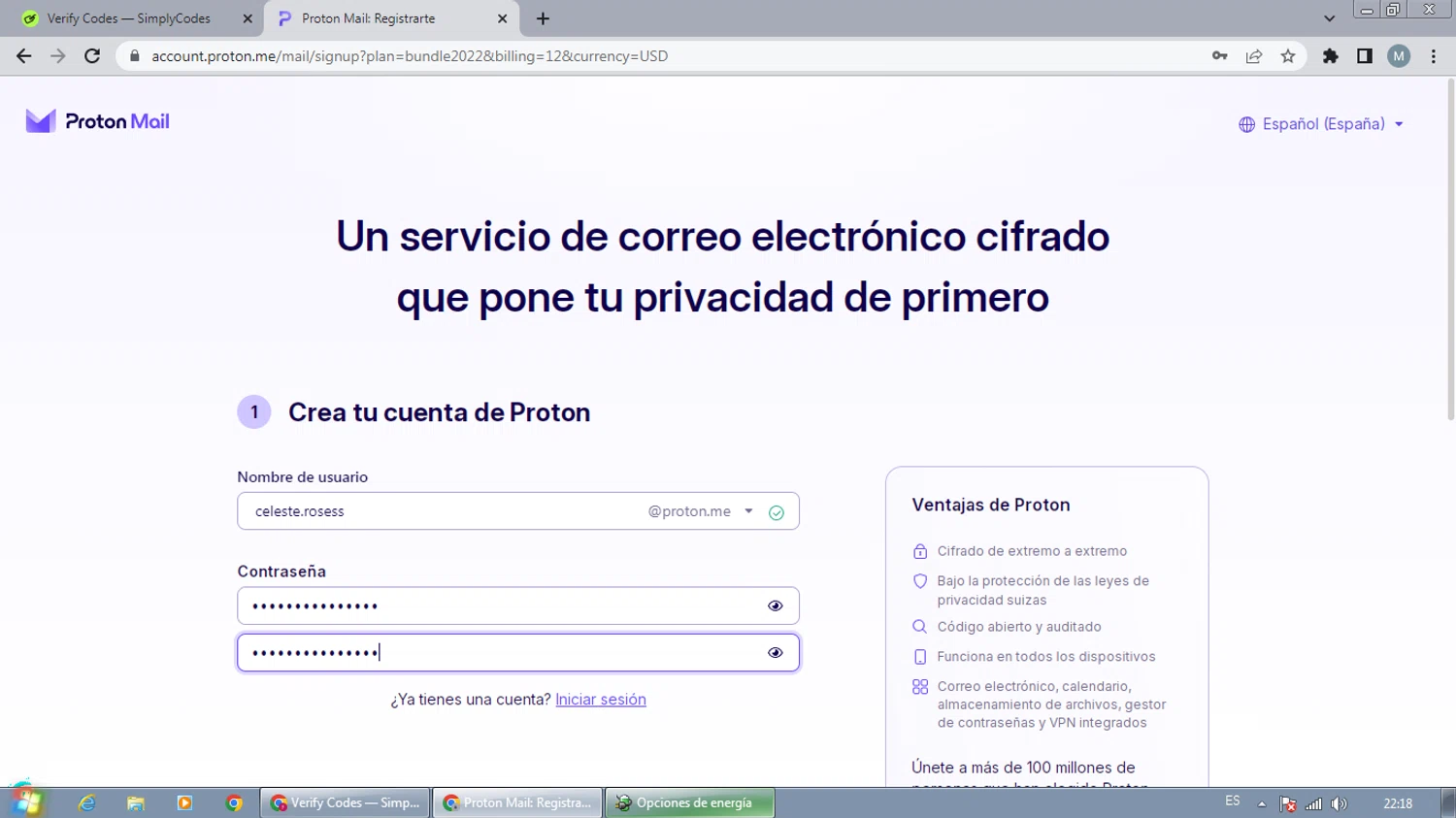 ProtonMail discount code screenshot showing code BF25BUNDLEPROMO applied at ProtonMail checkout page. Uploaded by SimplyCodes community member AJOTAA on Dec 29, 2025