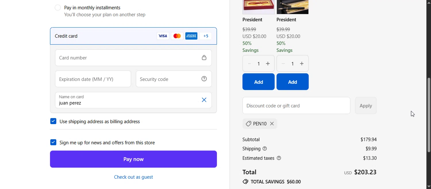 Proud Patriots discount code screenshot showing code PEN10 applied at Proud Patriots checkout page. Uploaded by SimplyCodes community member Enmanuel99 on Nov 15, 2025