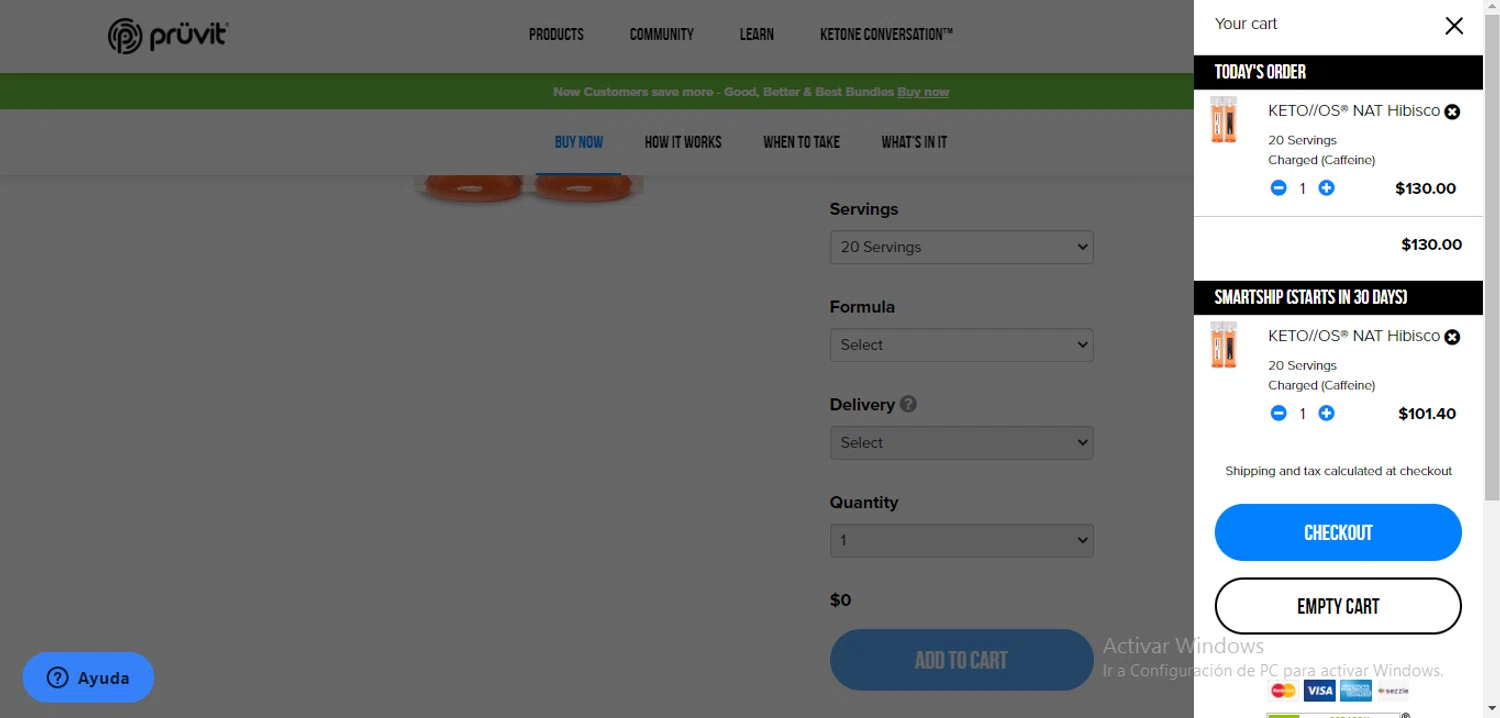 Prüvit checkout page showing Prüvit promo code box | Screenshot taken by SimplyCodes community member on Oct 9, 2023
