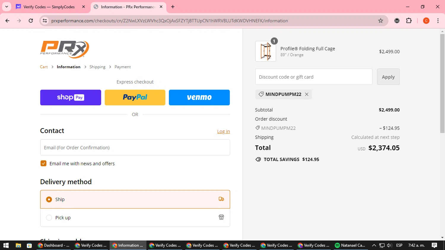 how to use PRx Performance coupons