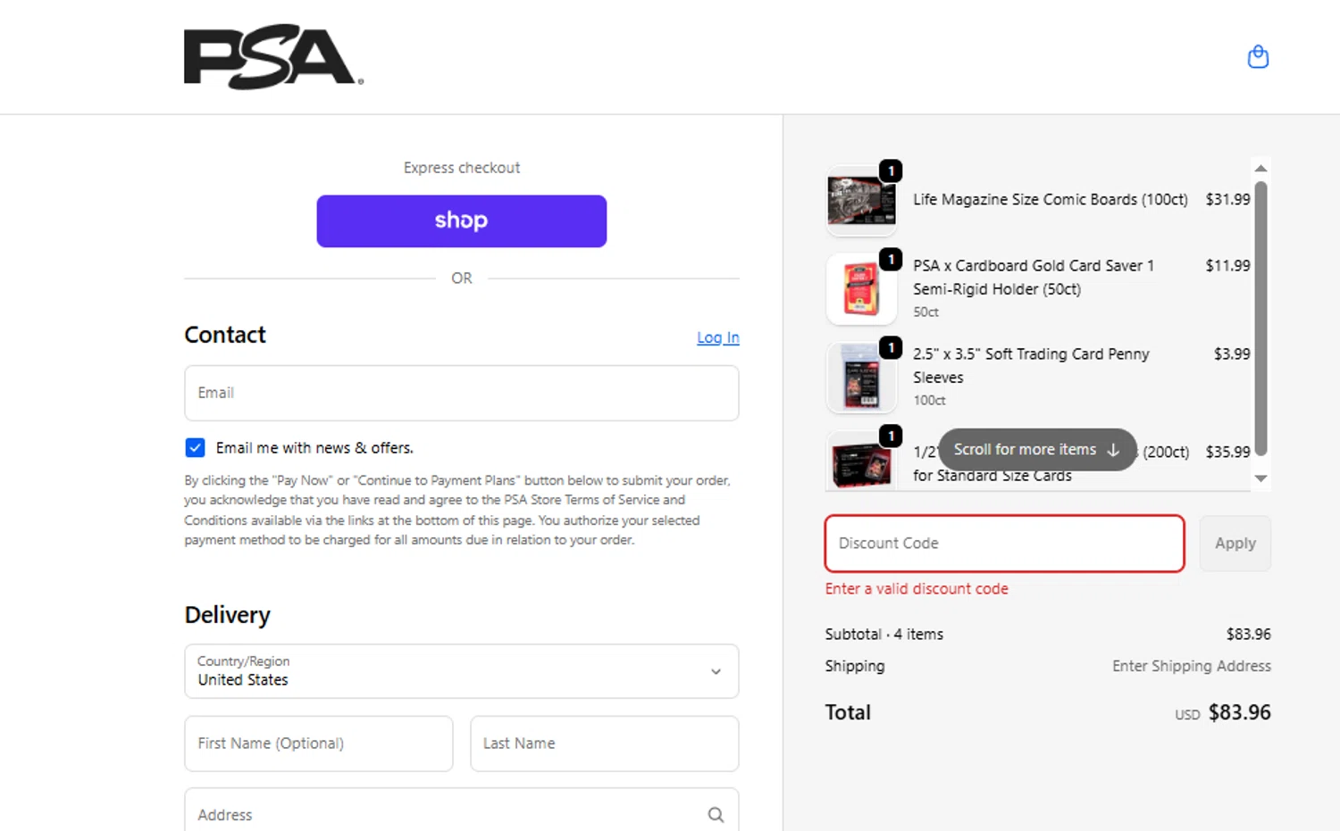 PSA Card promo code screenshot showing code 25SHIP11N30 applied at PSA Card checkout page. Uploaded by SimplyCodes community member SimplyCVerlie on Nov 24, 2025