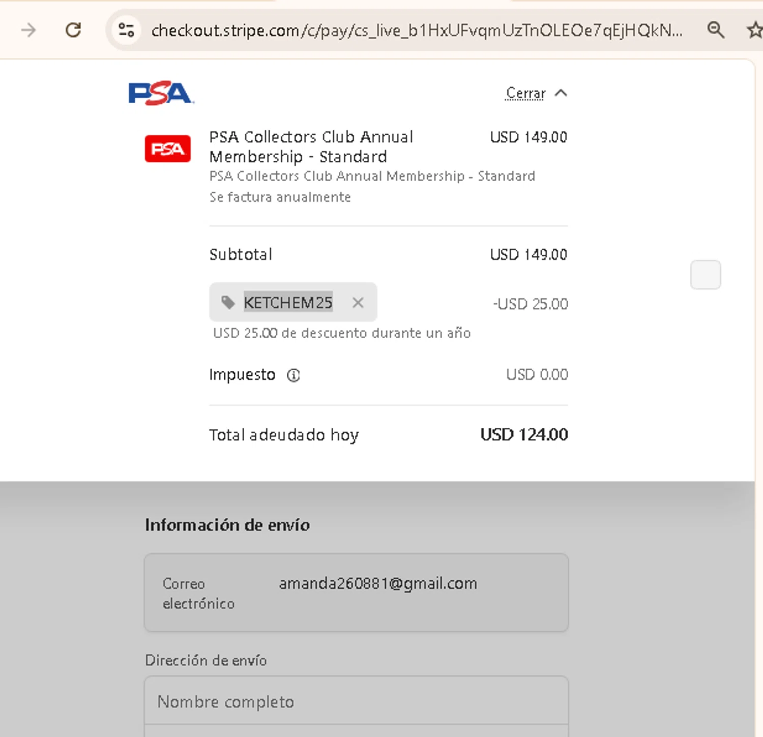 PSA Card promo code screenshot showing code KETCHEM25 applied at PSA Card checkout page. Uploaded by SimplyCodes community member AMANDA2681 on Dec 27, 2025