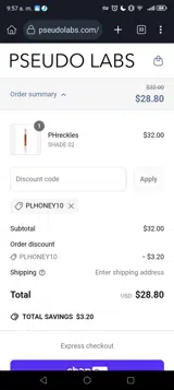 PLHONEY10 coupon verification screenshot