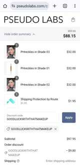GOODLUCKWITHTHATMAKEUP coupon verification screenshot