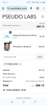 Visiblejune coupon verification screenshot