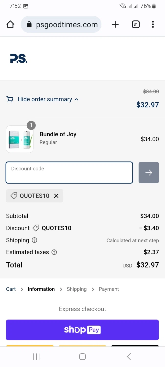 P.S. Good Times Discount Codes 10 Off September 2024