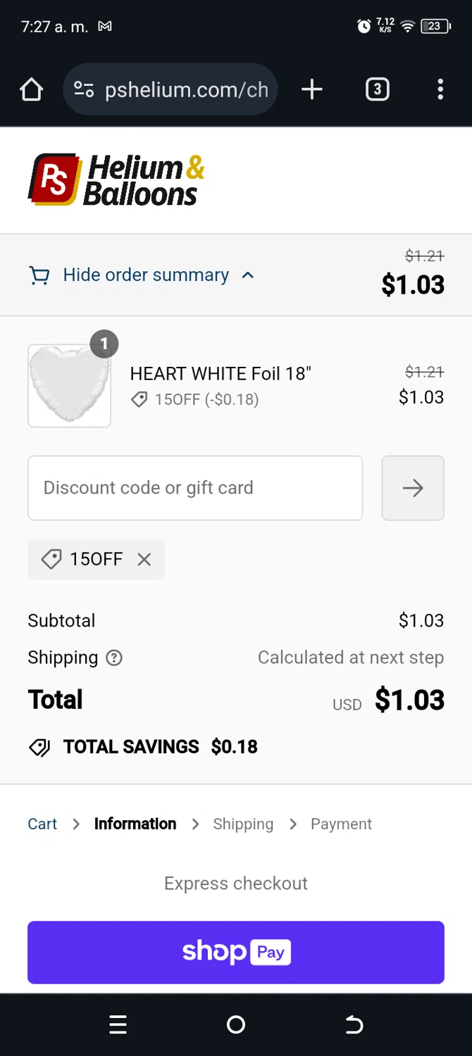 PS Helium checkout page showing PS Helium discount code box | Screenshot taken by SimplyCodes community member on Jun 26, 2024