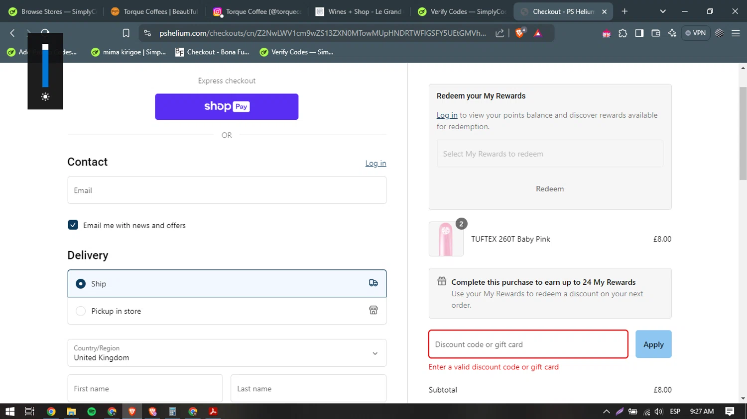 PS Helium discount code screenshot showing code save15 applied at PS Helium checkout page. Uploaded by SimplyCodes community member becomeaware on Dec 27, 2024