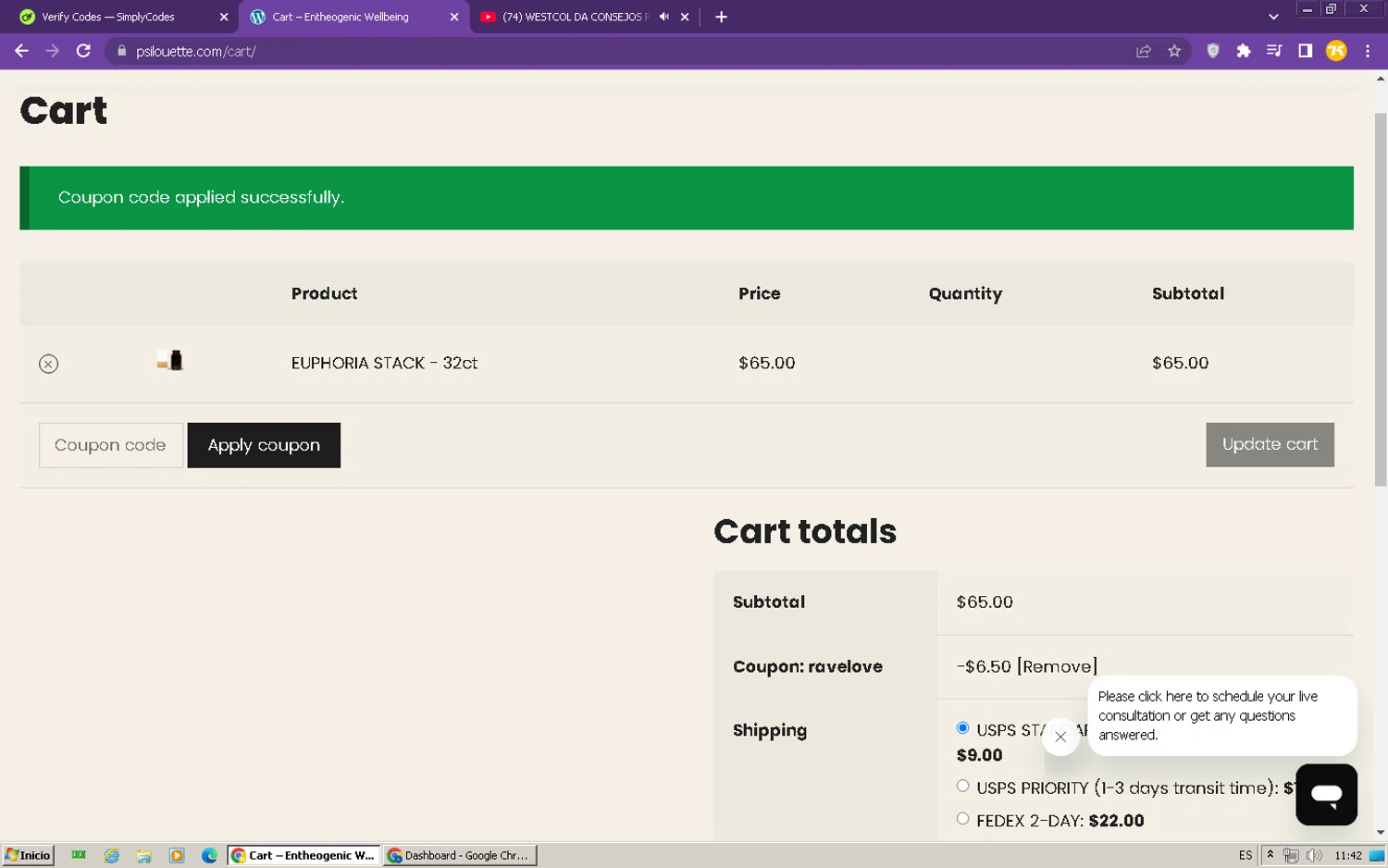 Psilouette checkout page showing Psilouette coupon code box | Screenshot taken by SimplyCodes community member on Jun 8, 2025