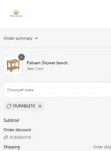DURABLE10 coupon verification screenshot