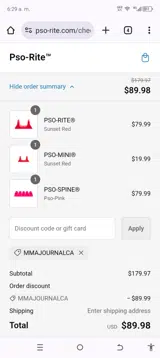 MMAJOURNALCA coupon verification screenshot