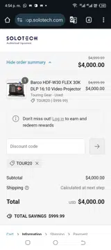 Tour20 coupon verification screenshot