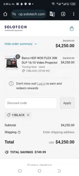 15BLACK coupon verification screenshot