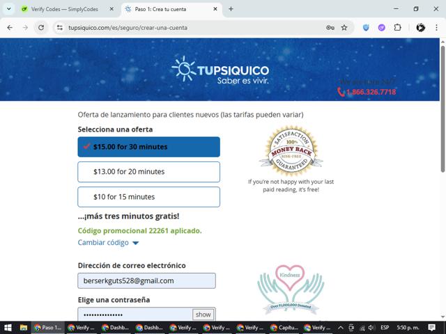 Psychic Source checkout page showing Psychic Source promo code box | Screenshot taken by SimplyCodes community member on Jun 17, 2025
