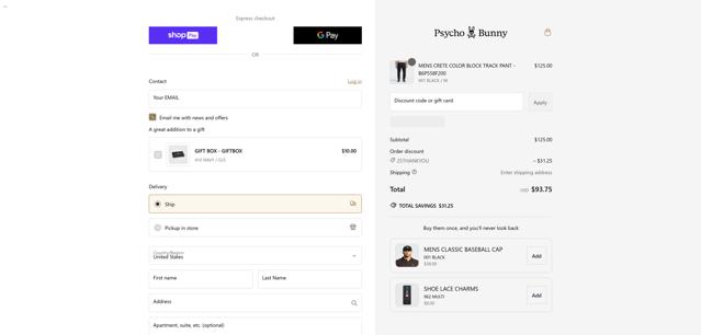 Psycho Bunny checkout page showing Psycho Bunny discount code box | Screenshot taken by SimplyCodes community member on Feb 9, 2025
