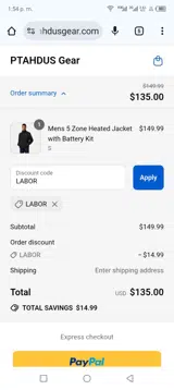 LABOR coupon verification screenshot
