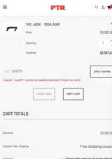 PTR Industries coupon verification screenshot