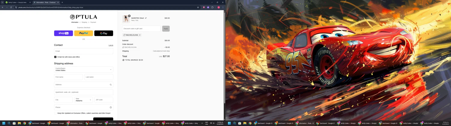 Ptula discount code screenshot showing code Rachelolivia applied at Ptula checkout page. Uploaded by SimplyCodes community member TreasureWarden457 on Aug 12, 2025