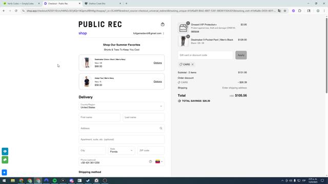 Public Rec checkout page showing Public Rec discount code box | Screenshot taken by SimplyCodes community member on Sep 13, 2025