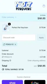 PENGU10 coupon verification screenshot