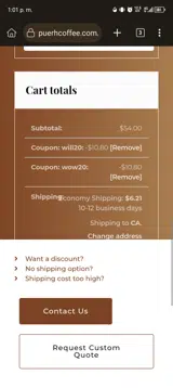 wow20 coupon verification screenshot