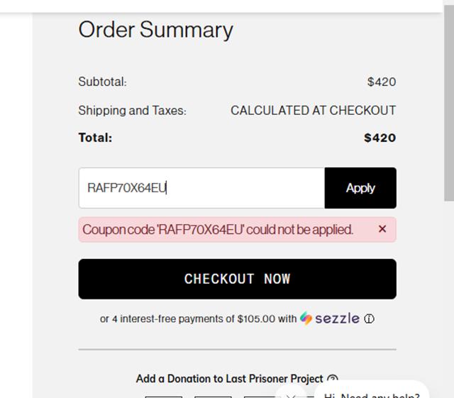 Puffco checkout page showing Puffco discount code box | Screenshot taken by SimplyCodes community member on Feb 24, 2025