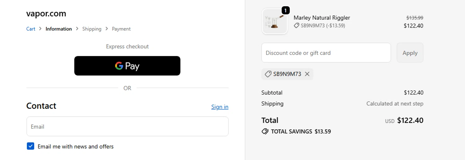 PuffItUp promo code screenshot showing code SB9N9M73 applied at PuffItUp checkout page. Uploaded by SimplyCodes community member PaulSkenes on Jun 16, 2026