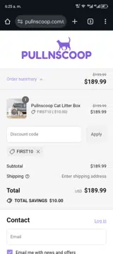 FIRST10 coupon verification screenshot