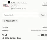 Pull Start Fire coupon verification screenshot