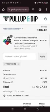 MATCH10 coupon verification screenshot
