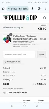 SHREDDED coupon verification screenshot