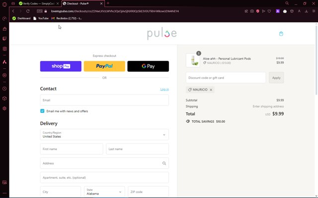 Pulse checkout page showing Pulse promo code box | Screenshot taken by SimplyCodes community member on Jul 28, 2024