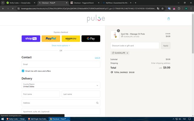 Pulse checkout page showing Pulse promo code box | Screenshot taken by SimplyCodes community member on Jul 20, 2024