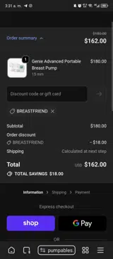 Breastfriend coupon verification screenshot