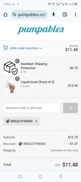 Breastfriend coupon verification screenshot
