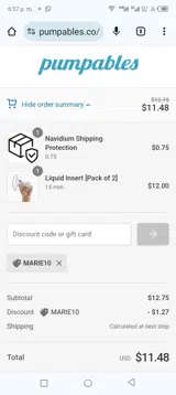 Marie10 coupon verification screenshot