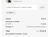VIP15 coupon verification screenshot
